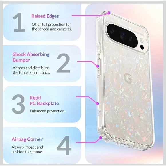 LONLI Hue Case for Google Pixel 10 Pro XL - White Pearl Holographic Iridescent - Picture 7 of 9